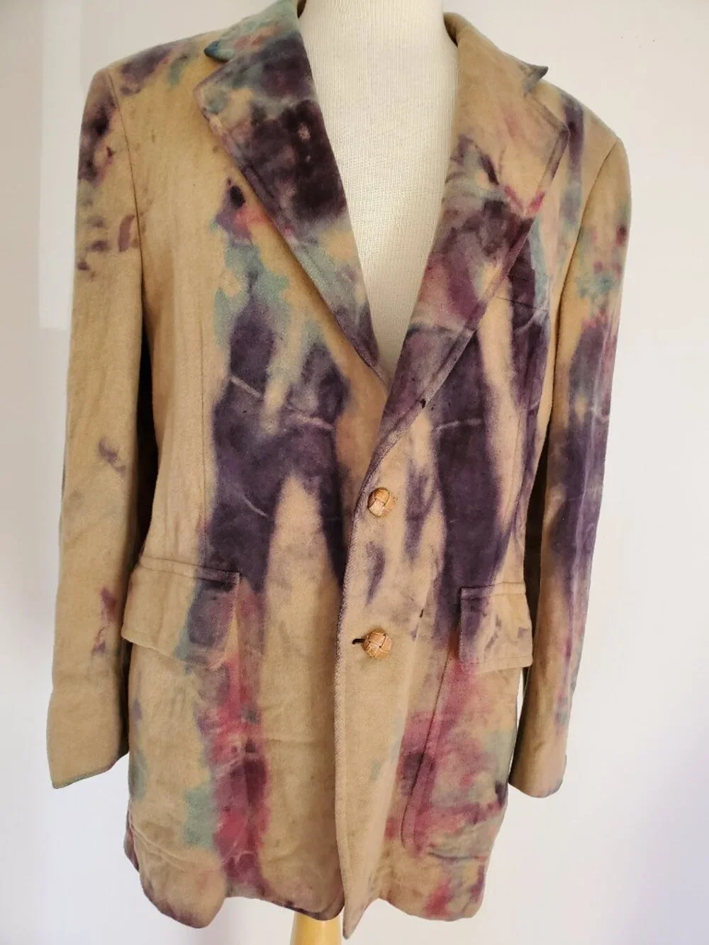 Camelhair wool Jacket Blazer Brown blue purple XL 44 tan camo black gray tie dye